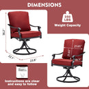 EROMMY Patio Swivel Chair Set of 2, Heavy Duty Outdoor Dining Chairs with Thickened Cushions, Metal Patio Chairs Gentle Rocker for Outside, Red-Erommy